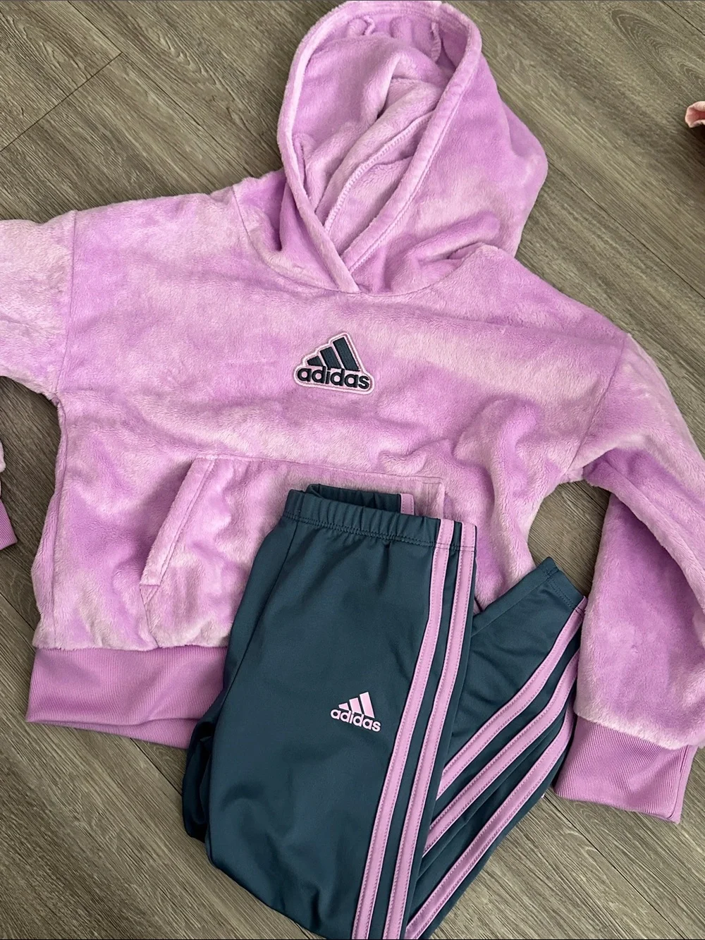 Adidas Purple Hoodie with Track Pants Kids Set